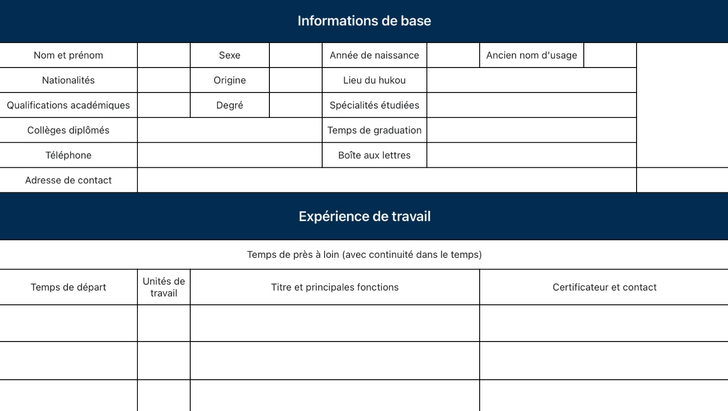 Résumé personnel minimaliste bleu
